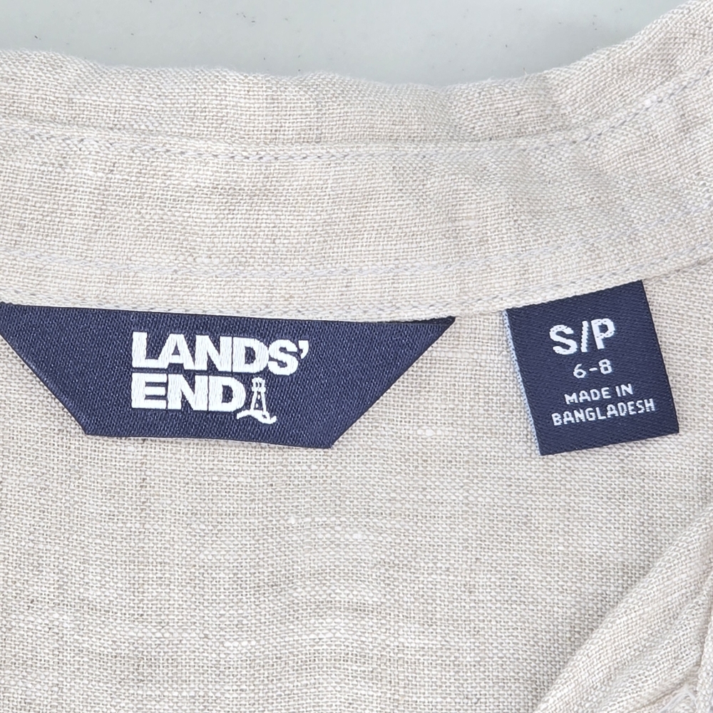 Lands’ End 100% Linen Button Front Long Sleeve Shirt Natural Women's Size S - Picture 5 of 9